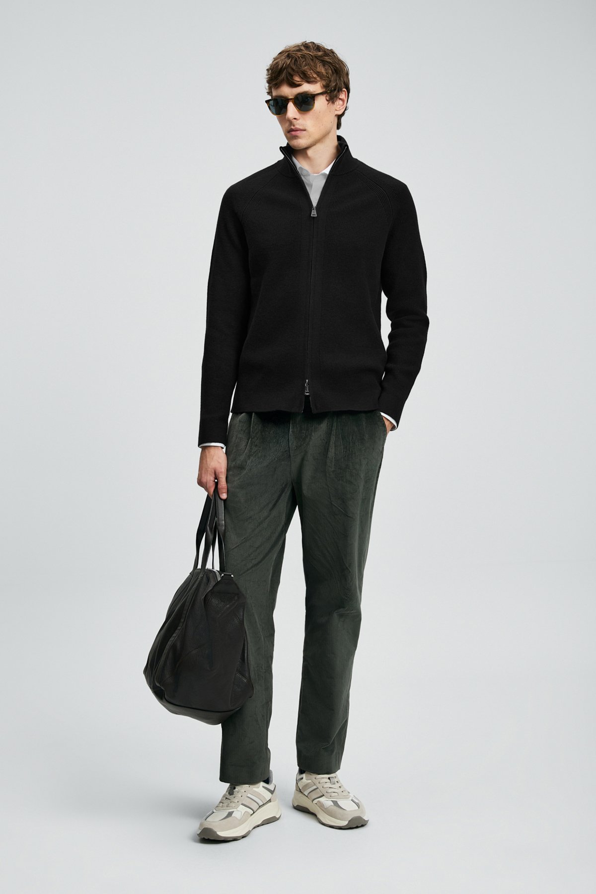 Amber Men's Cardigan Black - LUFIAN