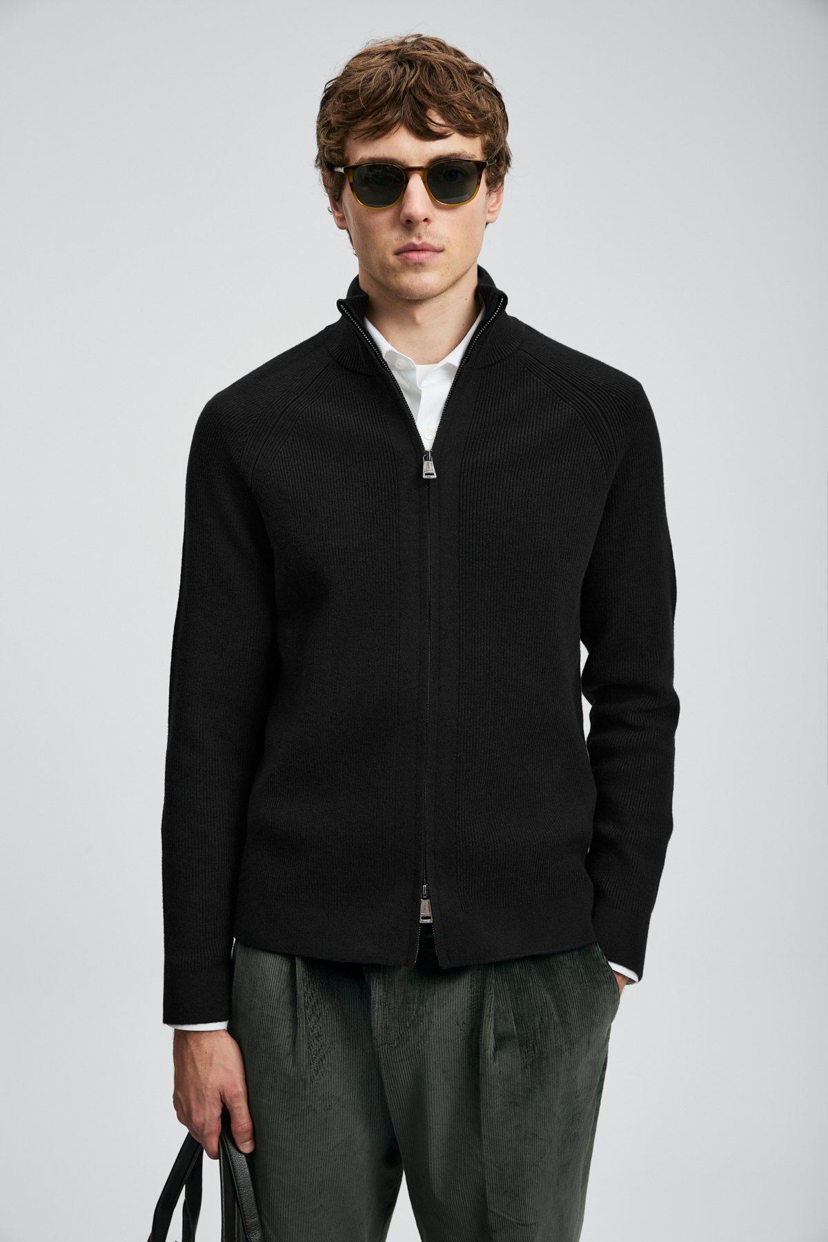 Amber Men's Cardigan Black - LUFIAN