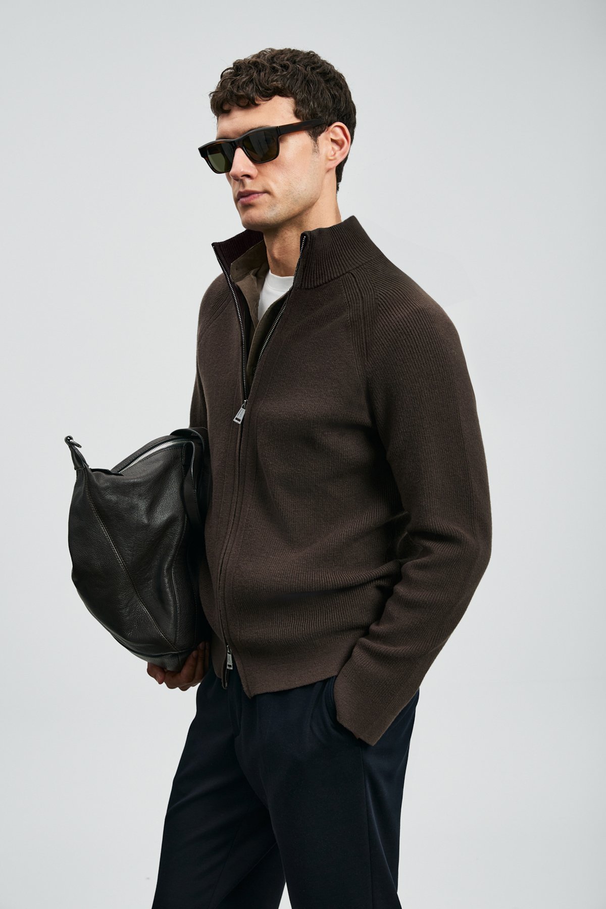 Amber Men's Cardigan Brown - LUFIAN