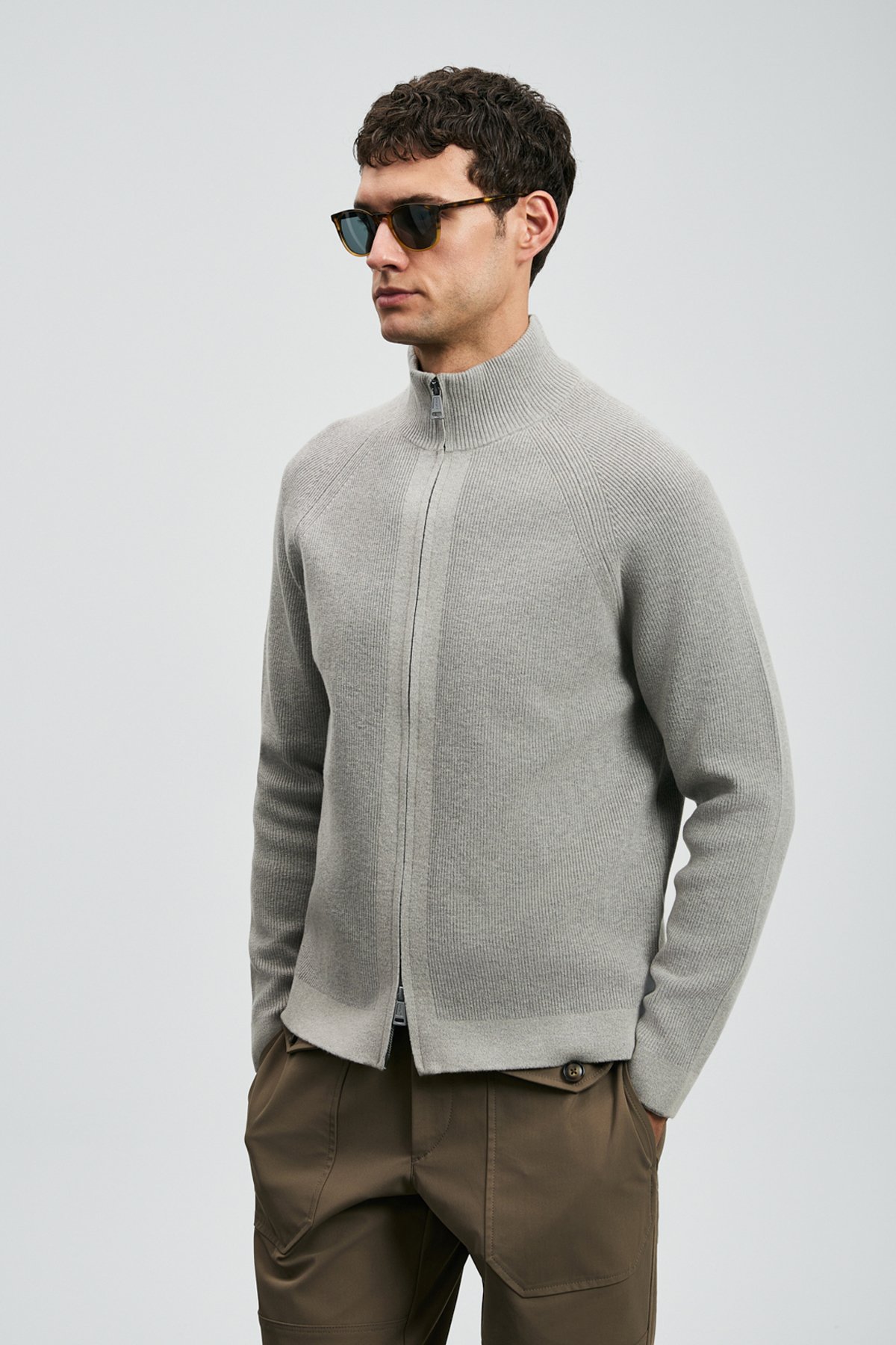 Amber Men's Cardigan Mink - LUFIAN