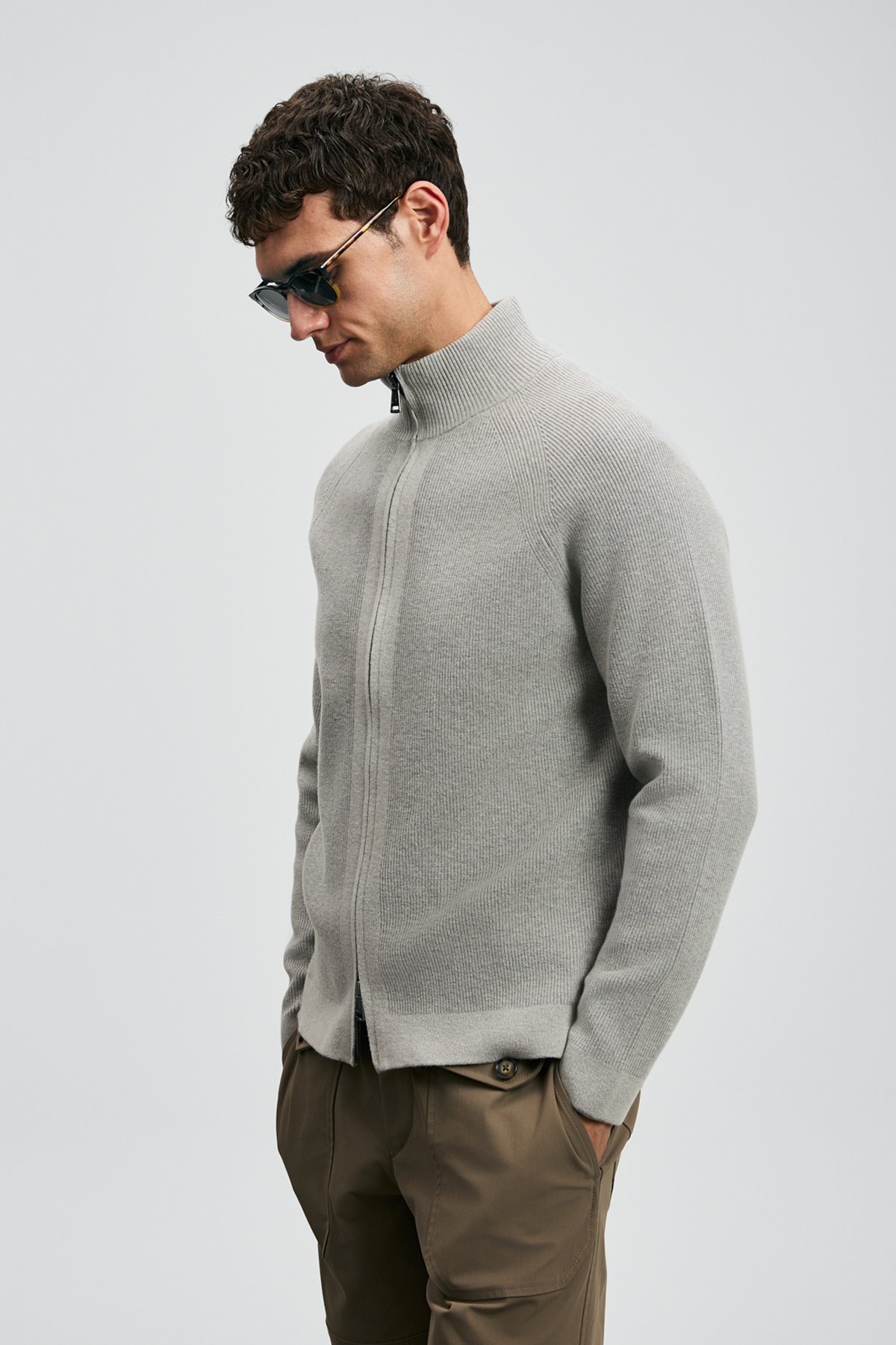 Amber Men's Cardigan Mink - LUFIAN
