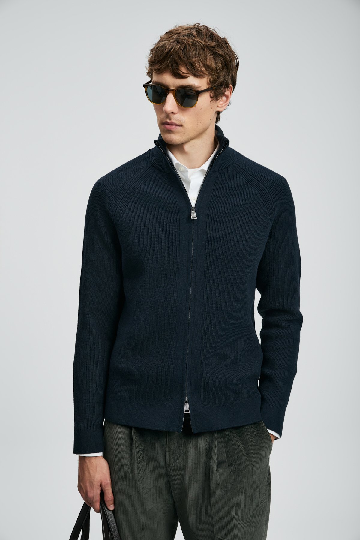 Amber Men's Cardigan Navy Blue - LUFIAN (1)