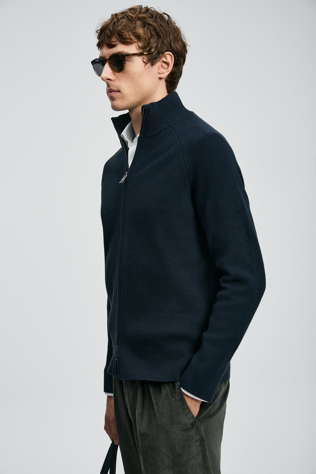 Amber Men's Cardigan Navy Blue - LUFIAN