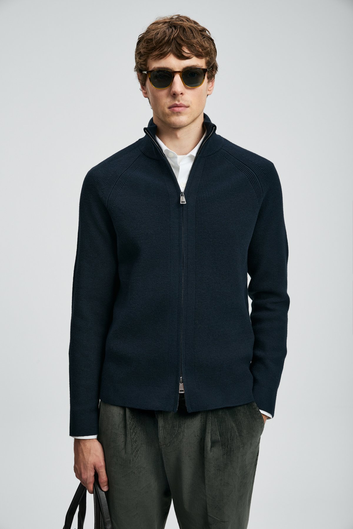 Amber Men's Cardigan Navy Blue - LUFIAN