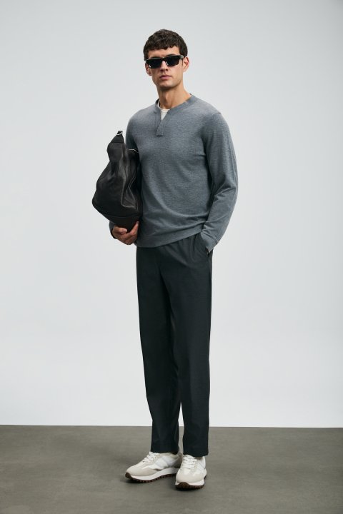 Amber Smart Men's Chino Pants Slim Fit Anthracite - LUFIAN