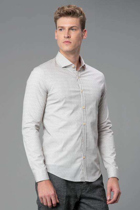 Amıens Mens Smart Shirt Slım Fıt Beıge - 2