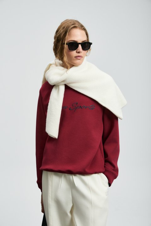 Ander Women's Knitted Sweatshirt Burgundy - LUFIAN