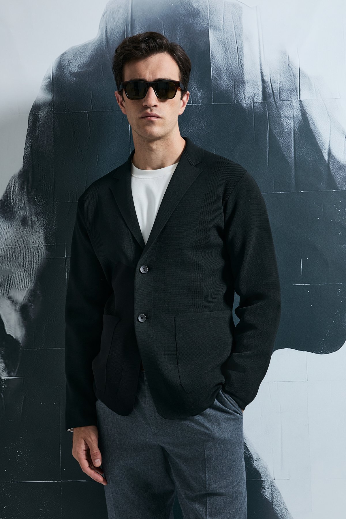 Andre Men's Cardigan Black - LUFIAN