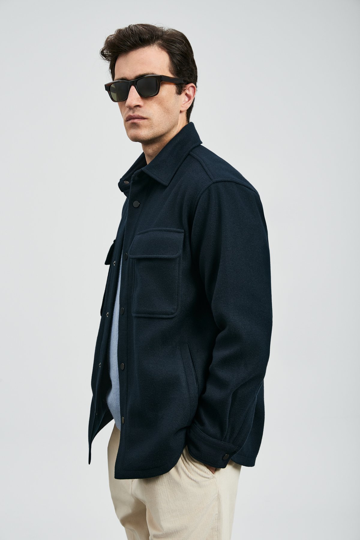 Andre Men's Knitted Jacket Navy Blue - LUFIAN