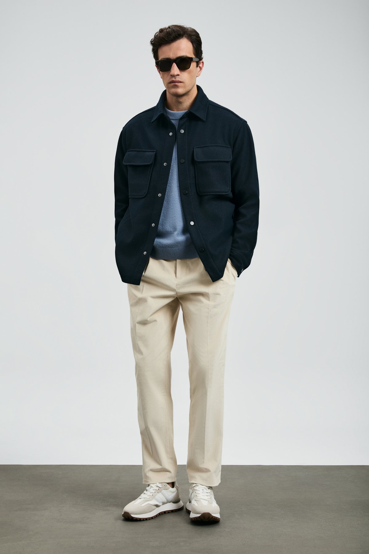 Andre Men's Knitted Jacket Navy Blue - LUFIAN