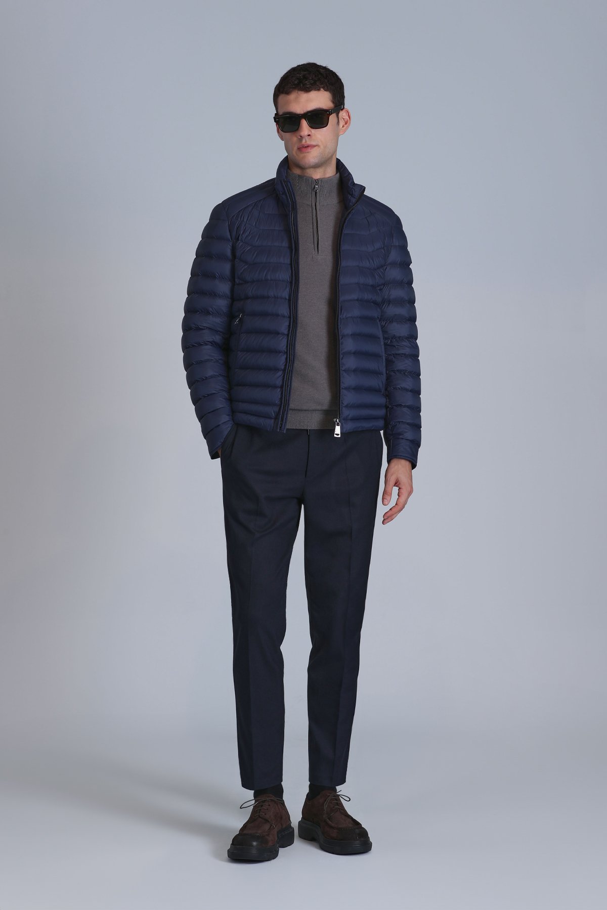 Andy Goose Down Men's Coat Navy Blue - LUFIAN