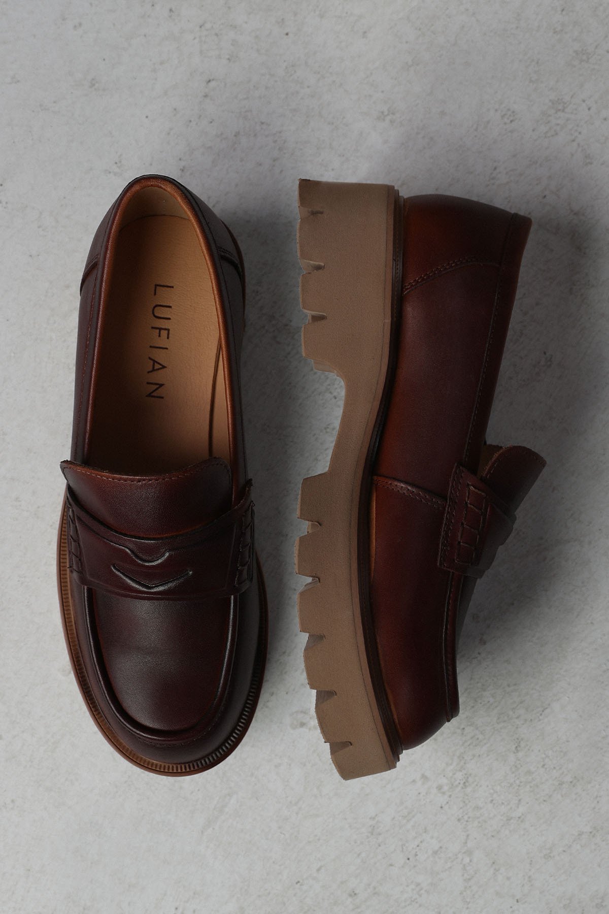 Anna Women's Leather Shoes Brown - LUFIAN