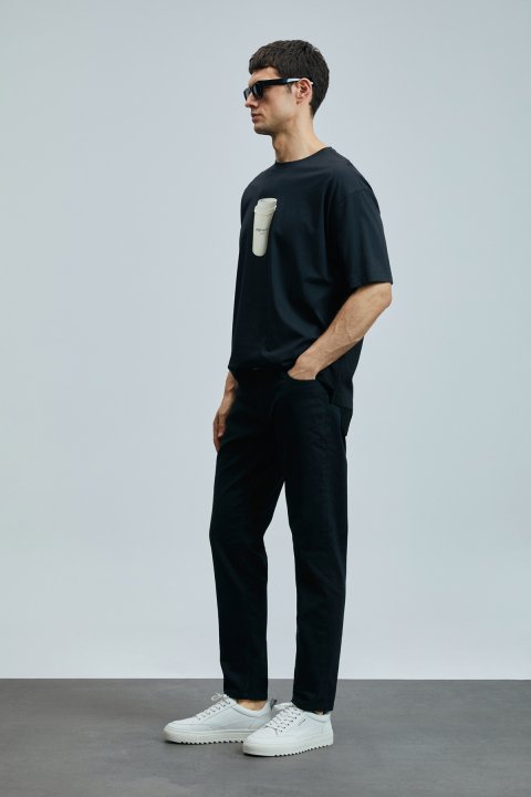 Anton Smart Jeans Men's Trousers Slim Fit Black - LUFIAN (1)