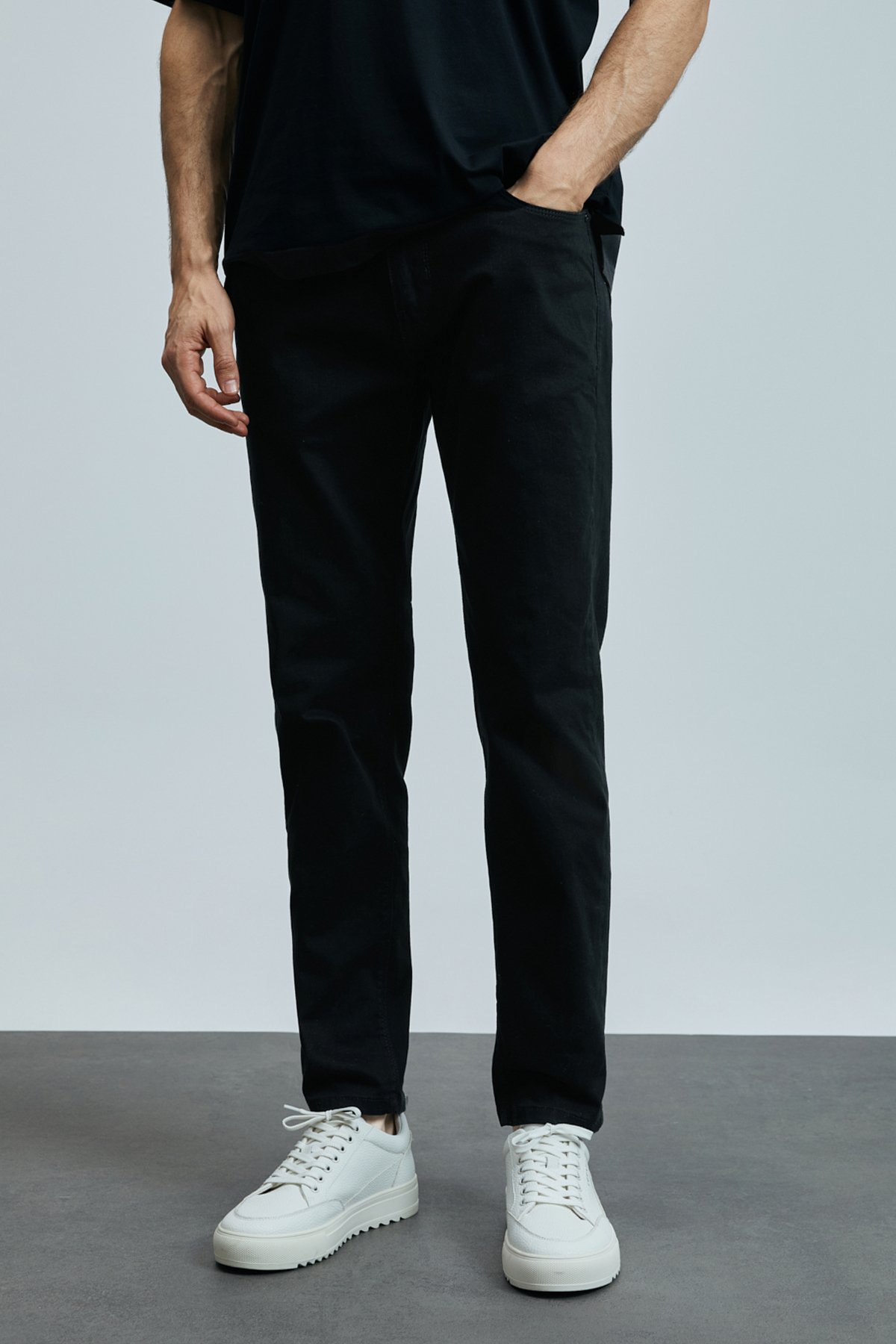 Anton Smart Jeans Men's Trousers Slim Fit Black - LUFIAN