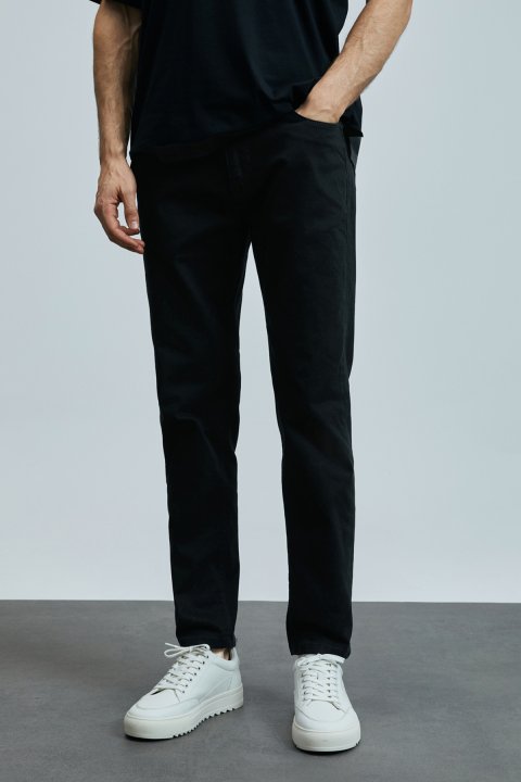Anton Smart Jeans Men's Trousers Slim Fit Black - LUFIAN