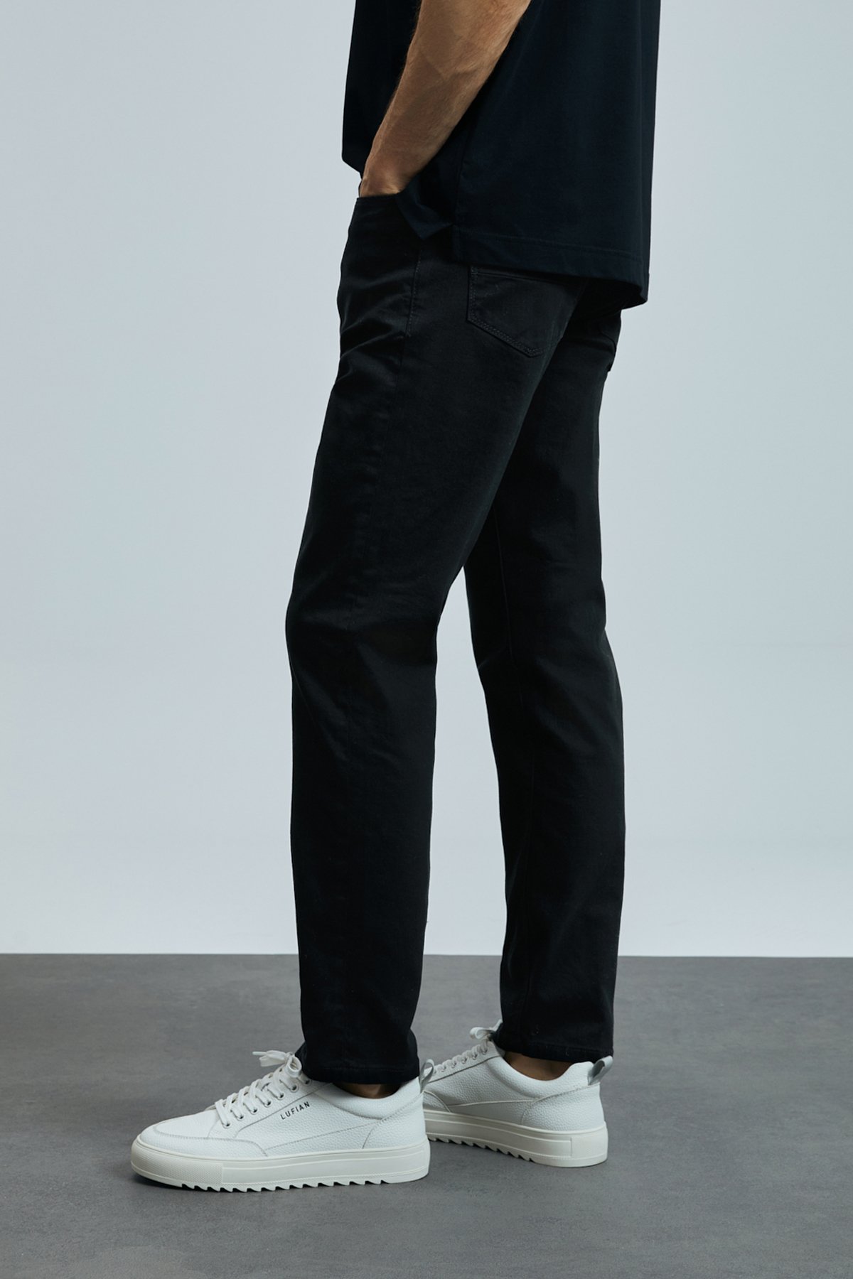 Anton Smart Jeans Men's Trousers Slim Fit Black - LUFIAN
