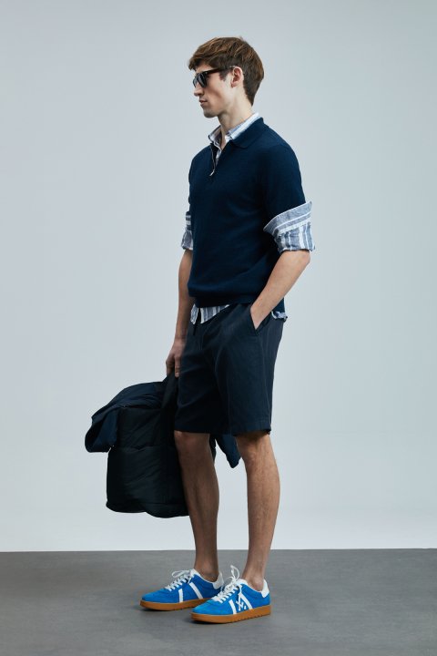 Aren Men's Cotton Sweater Navy Blue - LUFIAN