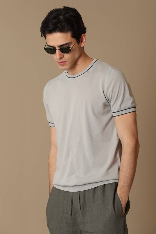 Arles Mens Short Sleeve Sweater Beıge - 2