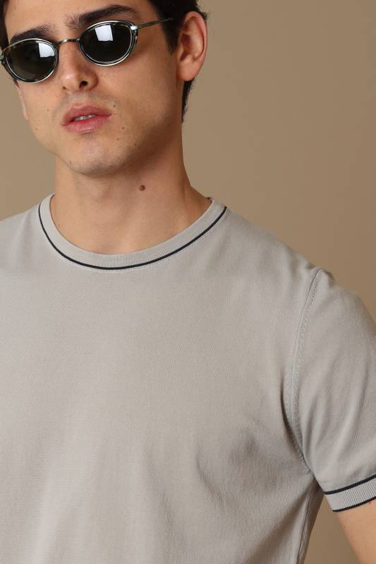 Arles Mens Short Sleeve Sweater Beıge - 5