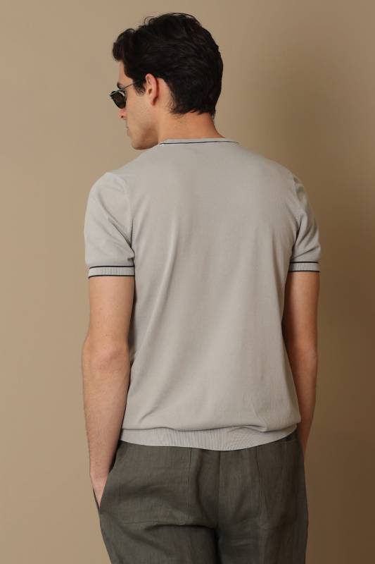 Arles Mens Short Sleeve Sweater Beıge - 6