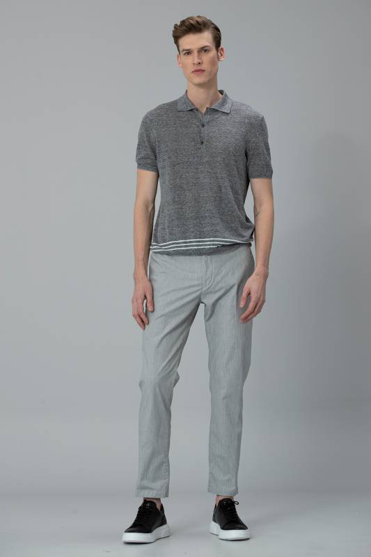 Armar Linen Knitwear Men Polo T - Shirt Grey - 4