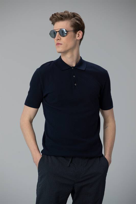 Armes Cotton Mens Polo T - Shirt Navy - 2