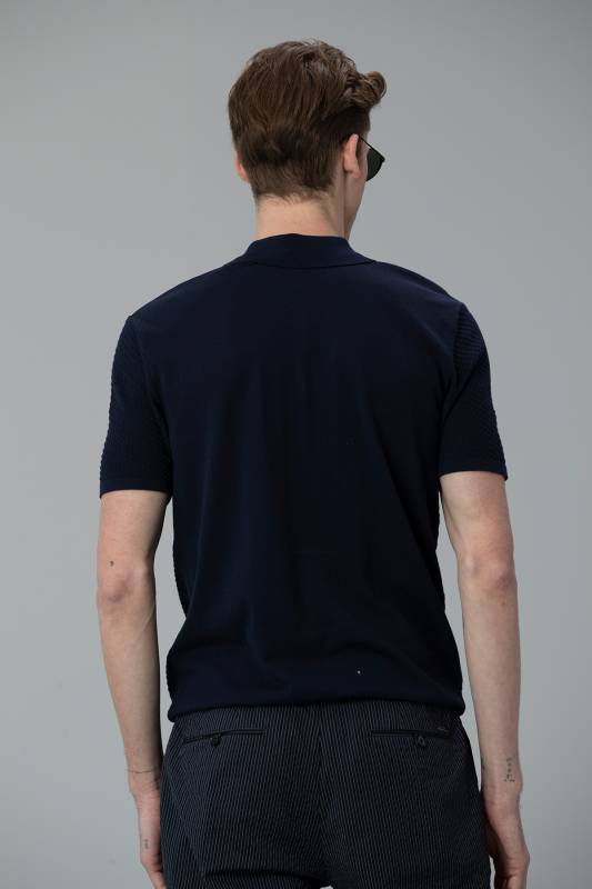 Armes Cotton Mens Polo T - Shirt Navy - 5