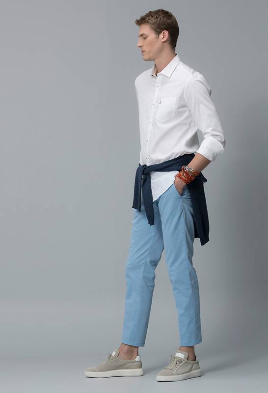 Arvian Sports Mens Chino Pants Slım Fıt Lıght Blue - 1