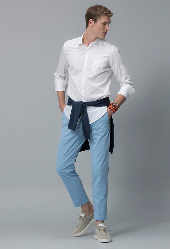 Arvian Sports Mens Chino Pants Slım Fıt Lıght Blue - 2