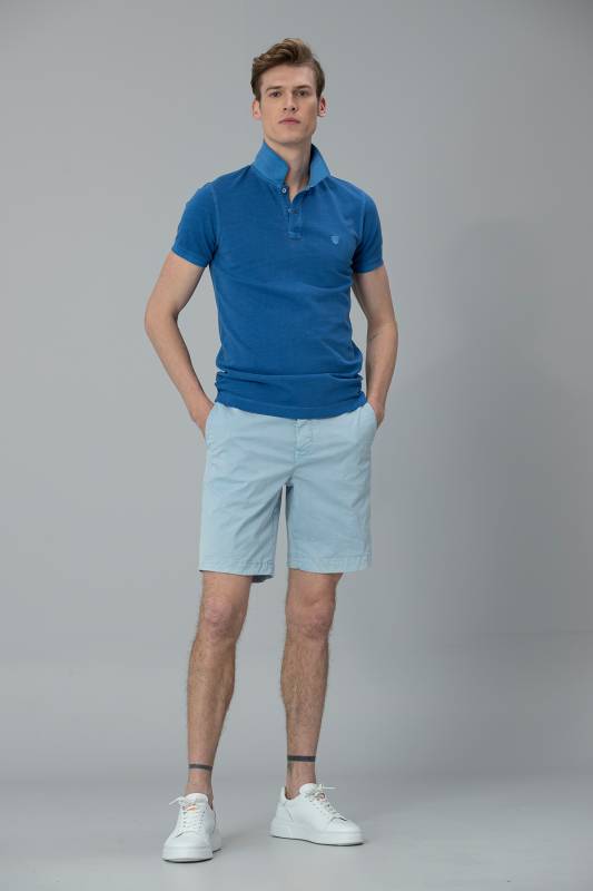 Aryan Sports Mens Chino Shorts Slım Fıt Blue - 1