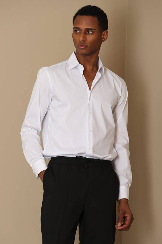 Austın Men Basic Shirt Whıte - 2