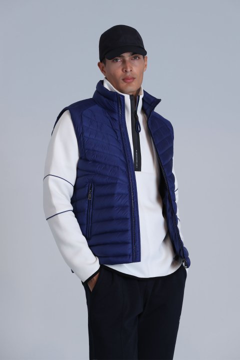 Axel Goose Down Men's Vest Saxes - LUFIAN