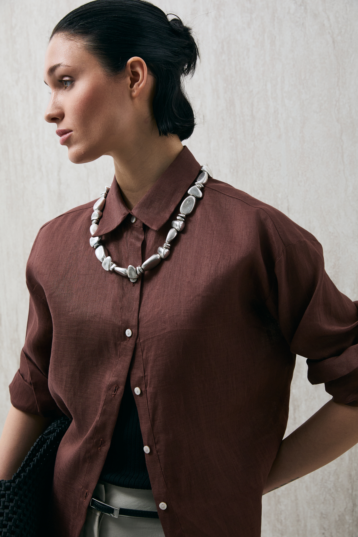 Barrı Women's Linen Shirt Light Brown - LUFIAN