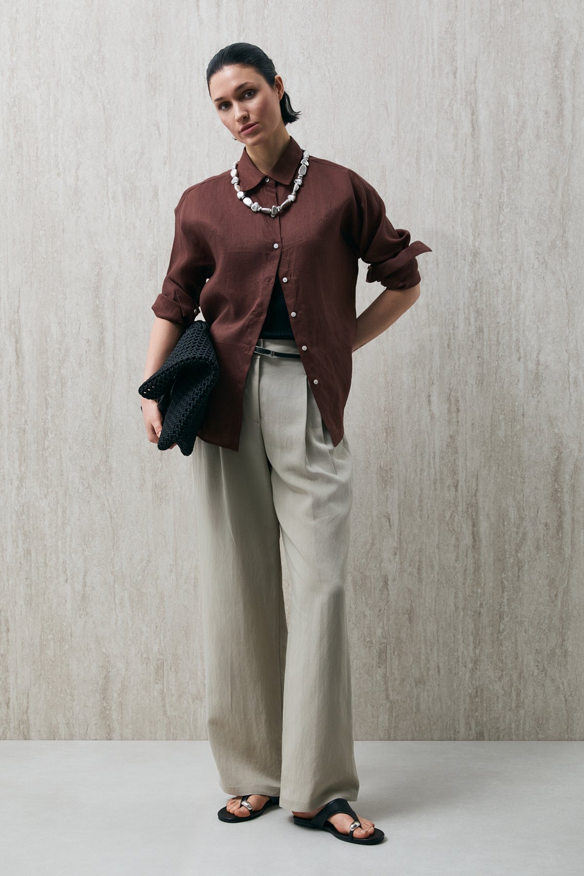 Barrı Women's Linen Shirt Light Brown - LUFIAN