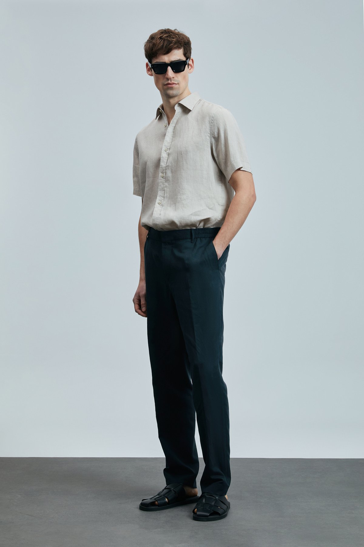 Bert Men's Basic Shirt Comfort Fit Beige - LUFIAN