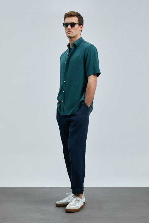 Bert Men's Basic Shirt Comfort Fit Green - LUFIAN