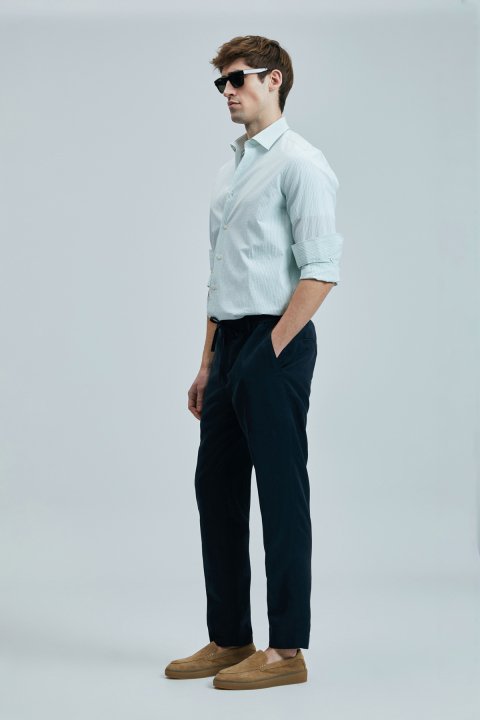 Bert Smart Men's Chino Pants Slim Fit Navy Blue - LUFIAN