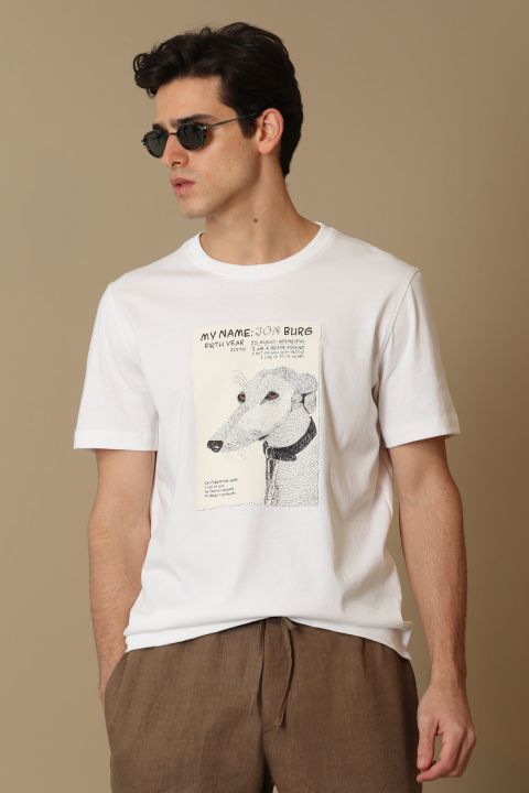 Best Men's Graph Basic T - Shirt Whıte - Lufian