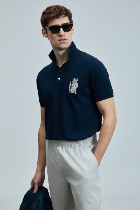 Best Smart Mens Polo T - Shirt Navy - Lufian (1)