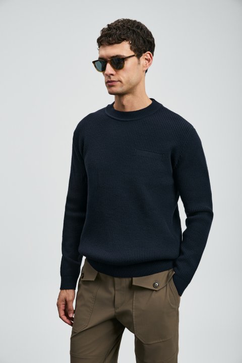 Blend Men's Sweater Navy Blue - LUFIAN