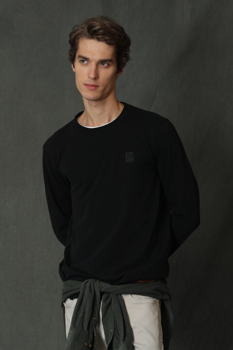 Blend Mens Long Arm T - Shirt Black - Lufian
