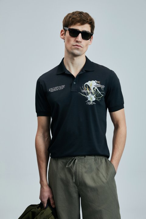 Bloom Smart Mens Polo T - Shirt Black - Lufian