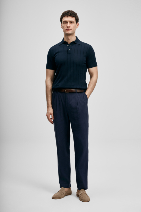 Bold Men's Cotton Sweater Dark Navy Blue - LUFIAN (1)