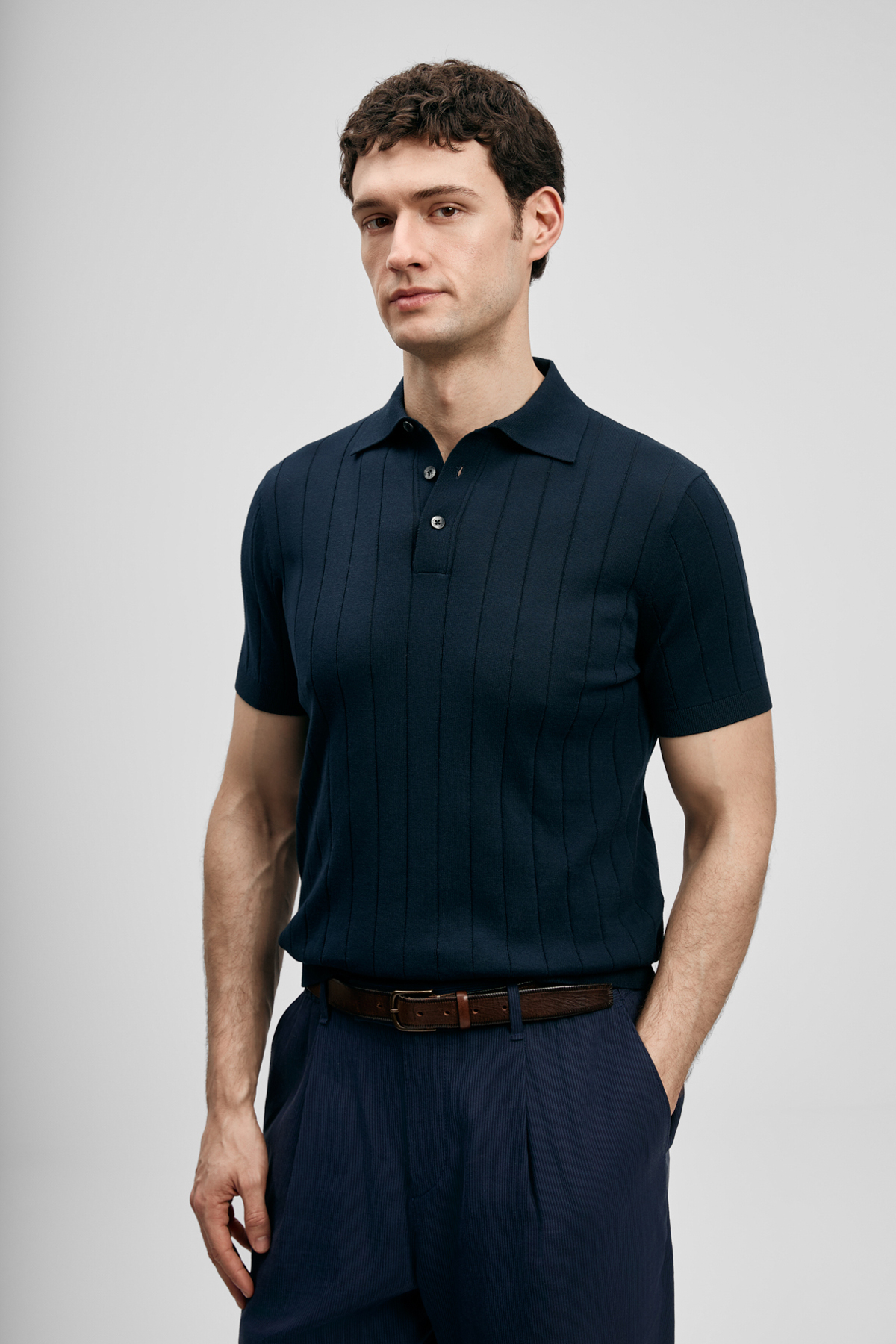 Bold Men's Cotton Sweater Dark Navy Blue - LUFIAN