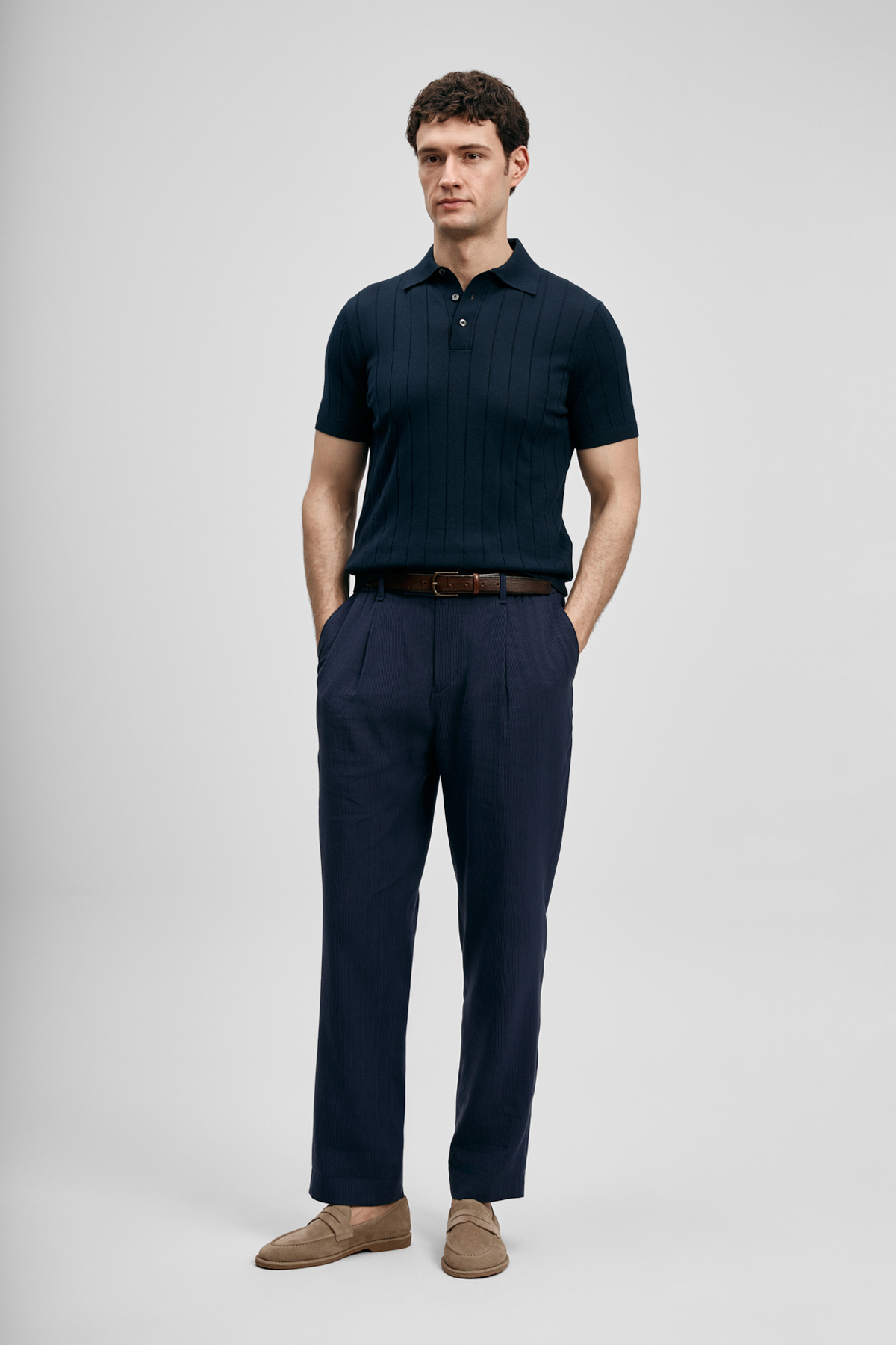 Bold Men's Cotton Sweater Dark Navy Blue - LUFIAN