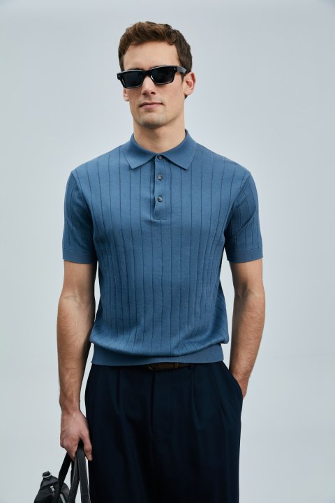 Bold Men's Cotton Sweater Dark Blue - LUFIAN