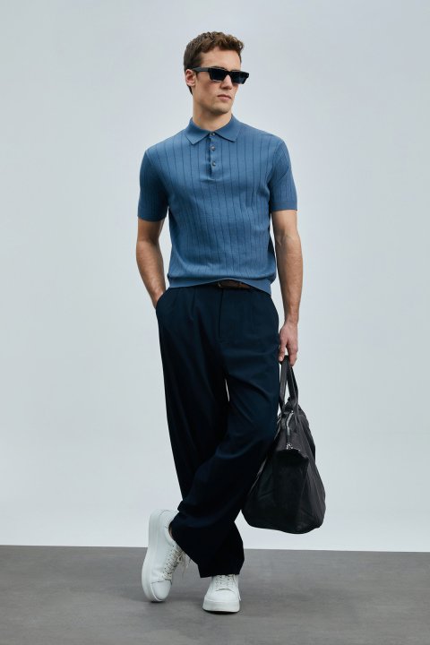 Bold Men's Cotton Sweater Dark Blue - LUFIAN