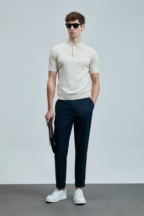 Bold Men's Cotton Sweater Ecru - LUFIAN