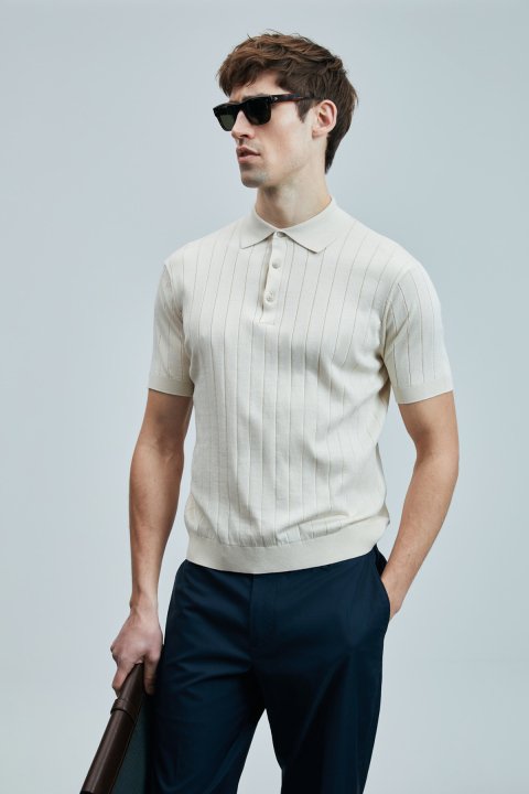 Bold Men's Cotton Sweater Ecru - LUFIAN
