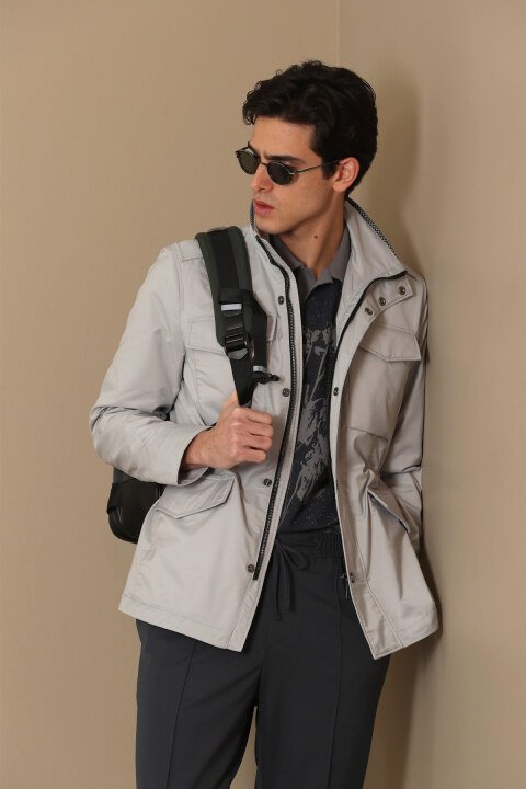 Borıs Mens Winds Coat Stone - Lufian